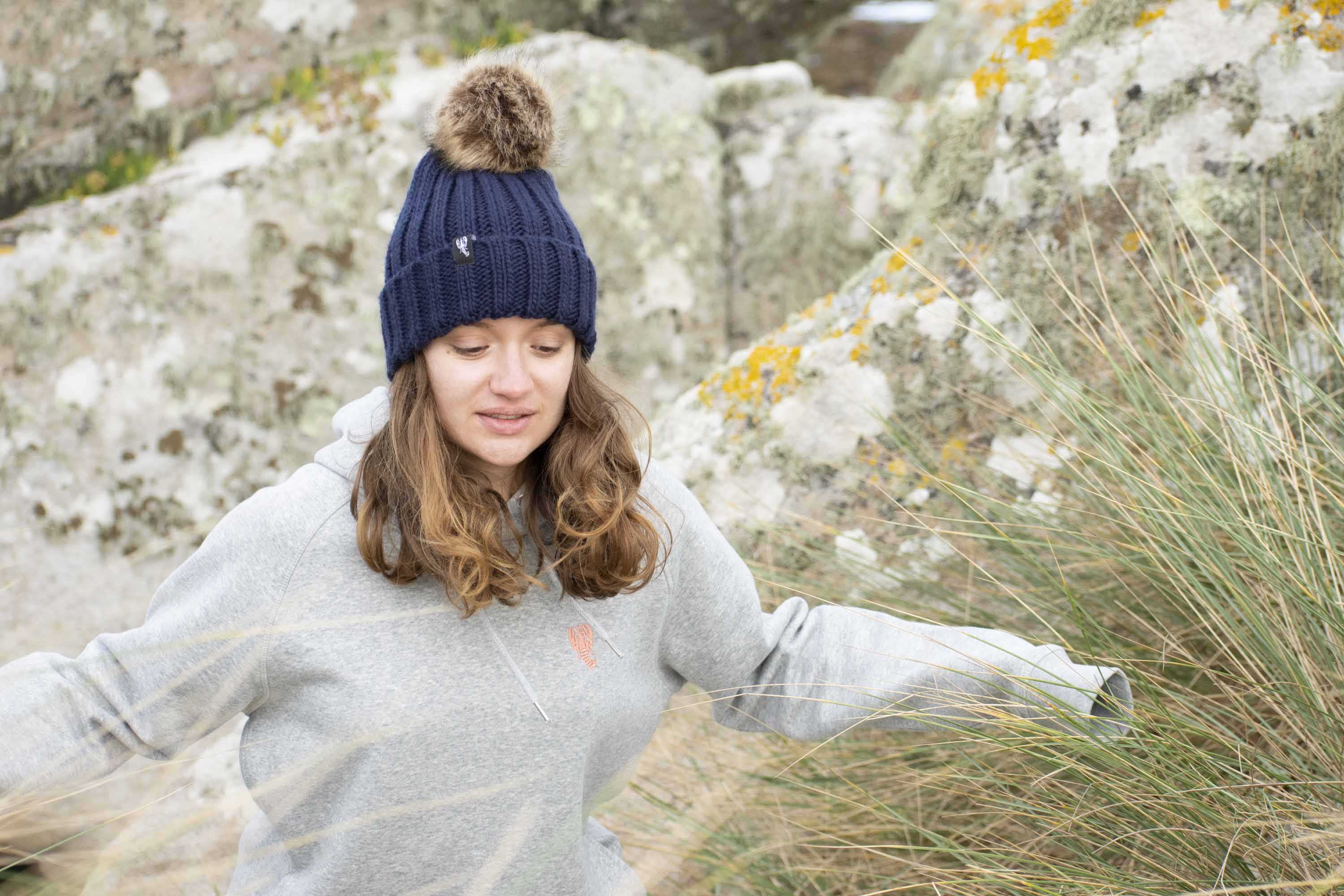 Navy Beanie Grey Hoodie