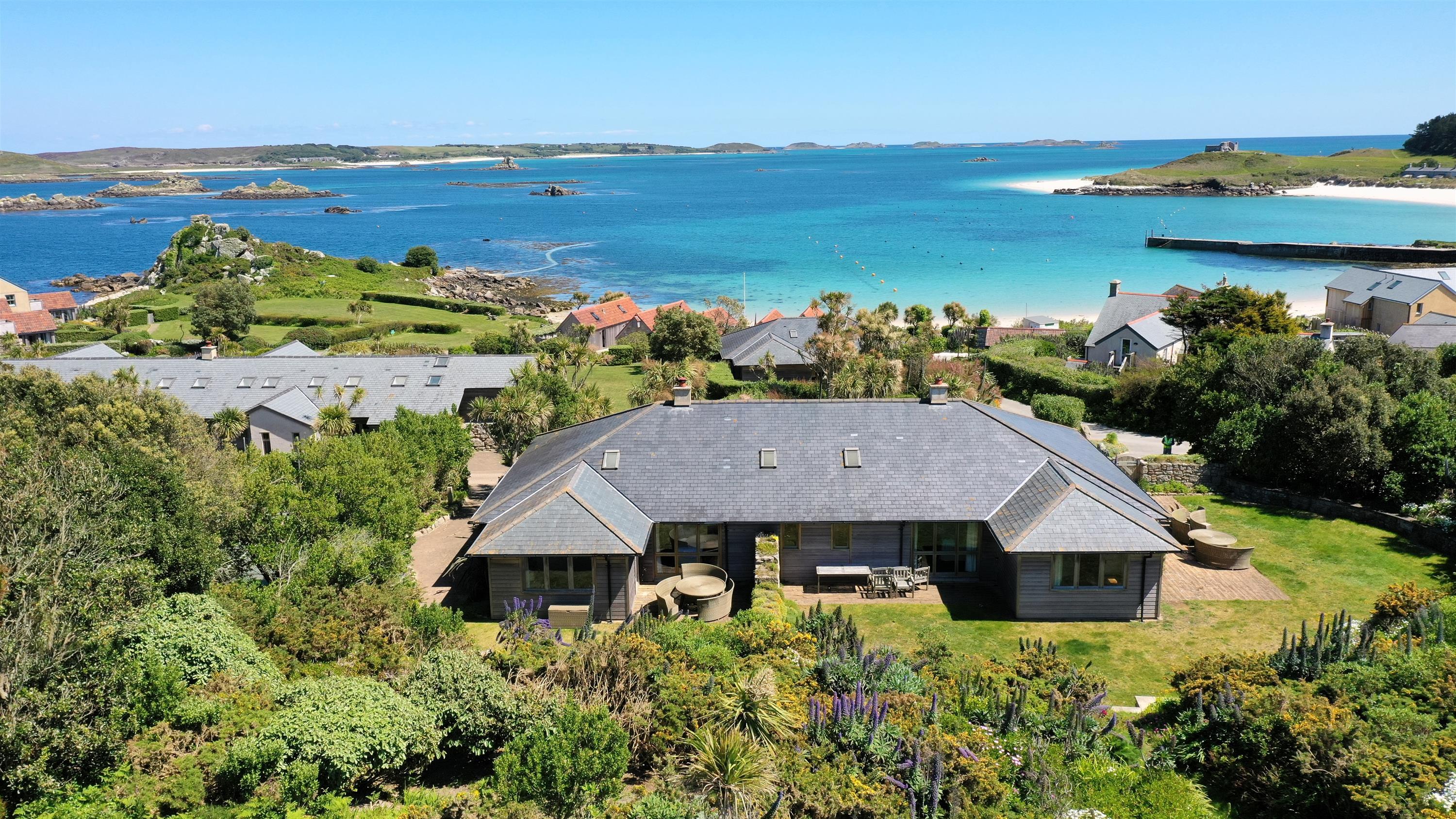 Tresco Coral and Pearl Cottages Aerial